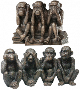 See hear and speak no evil monkey statues